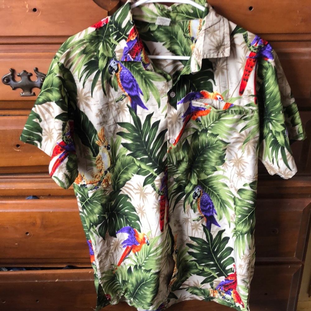 Small Vintage Hawaiian Parrot Shirt